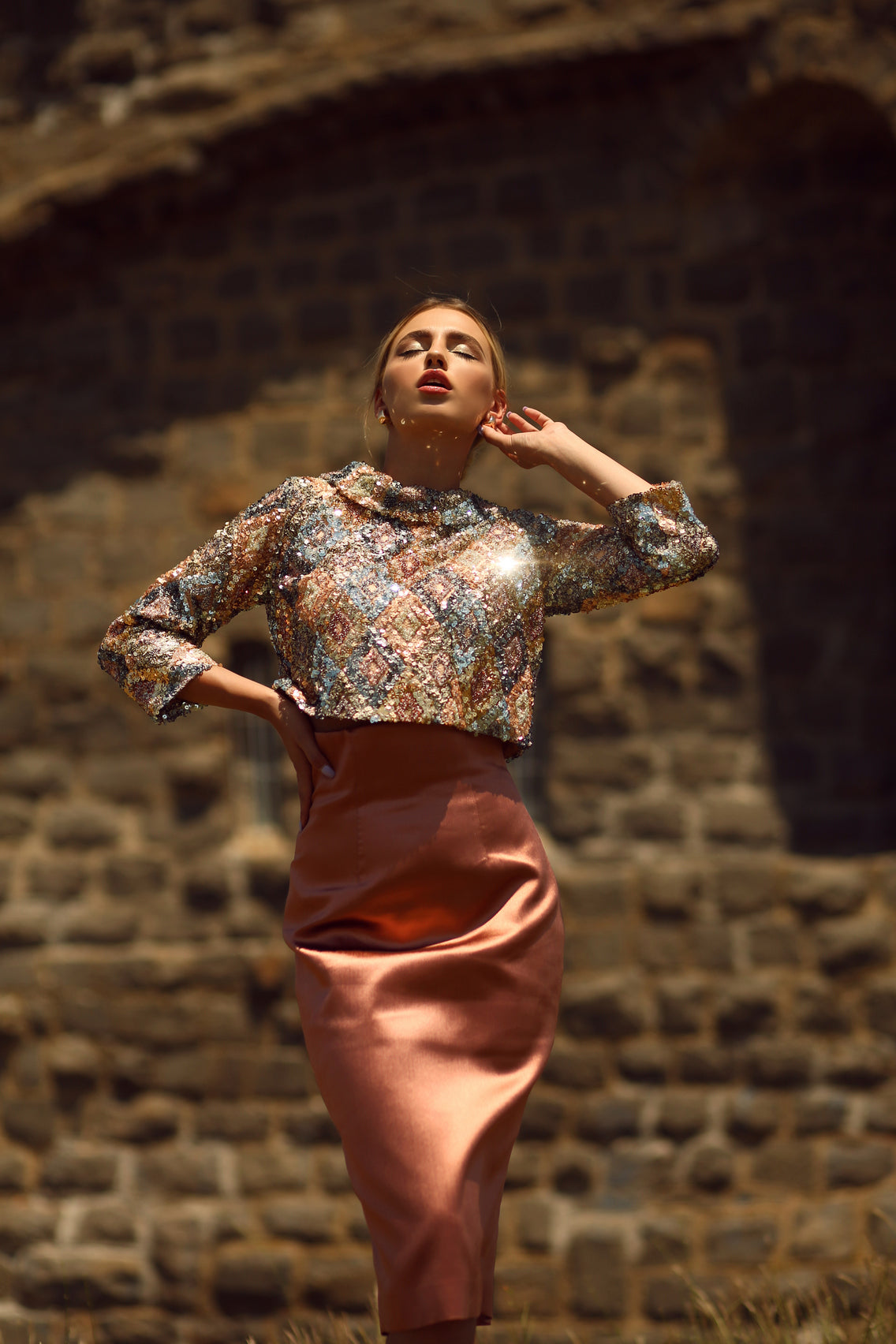 'Coral' top and skirt
