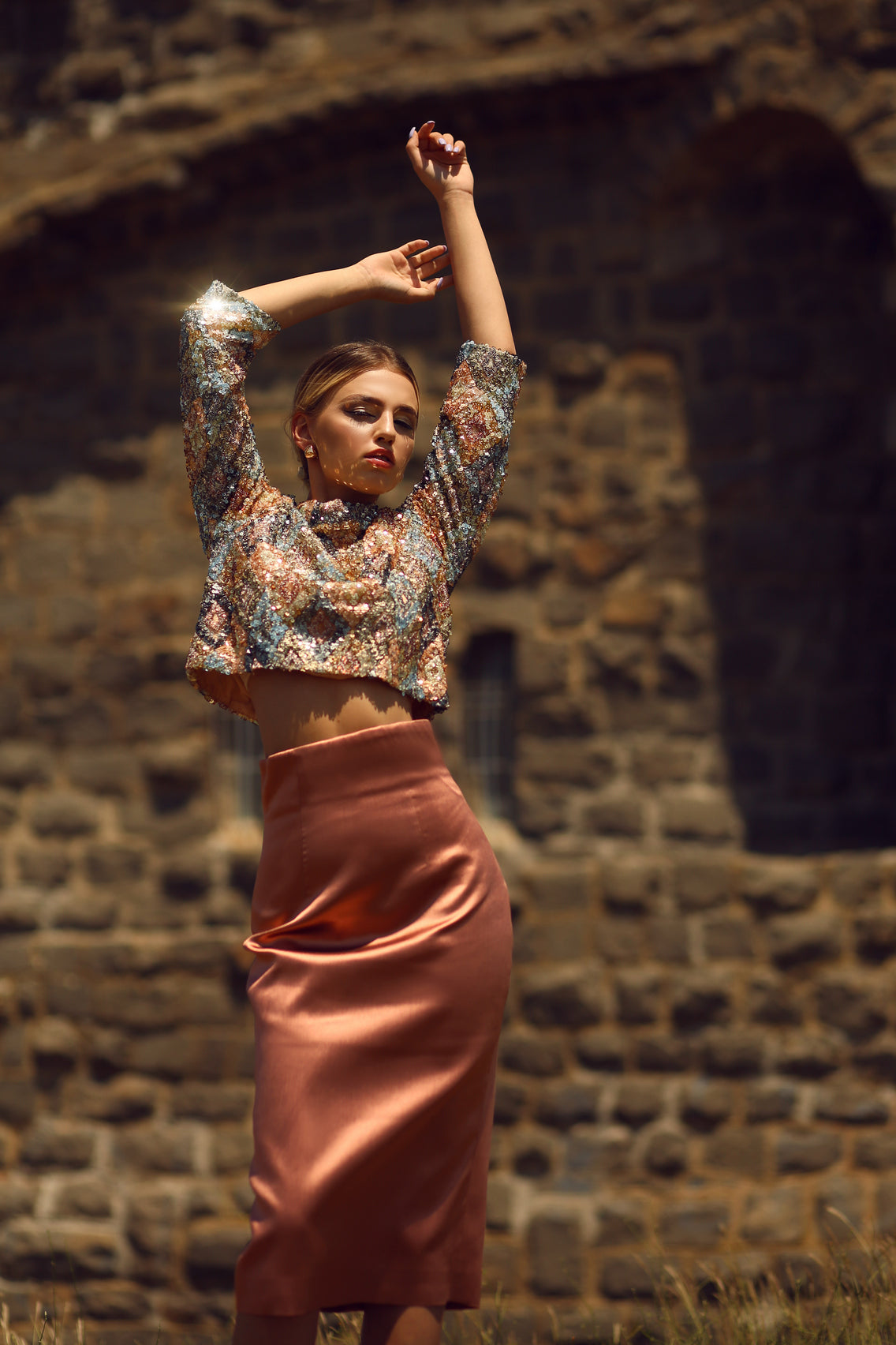 'Coral' top and skirt